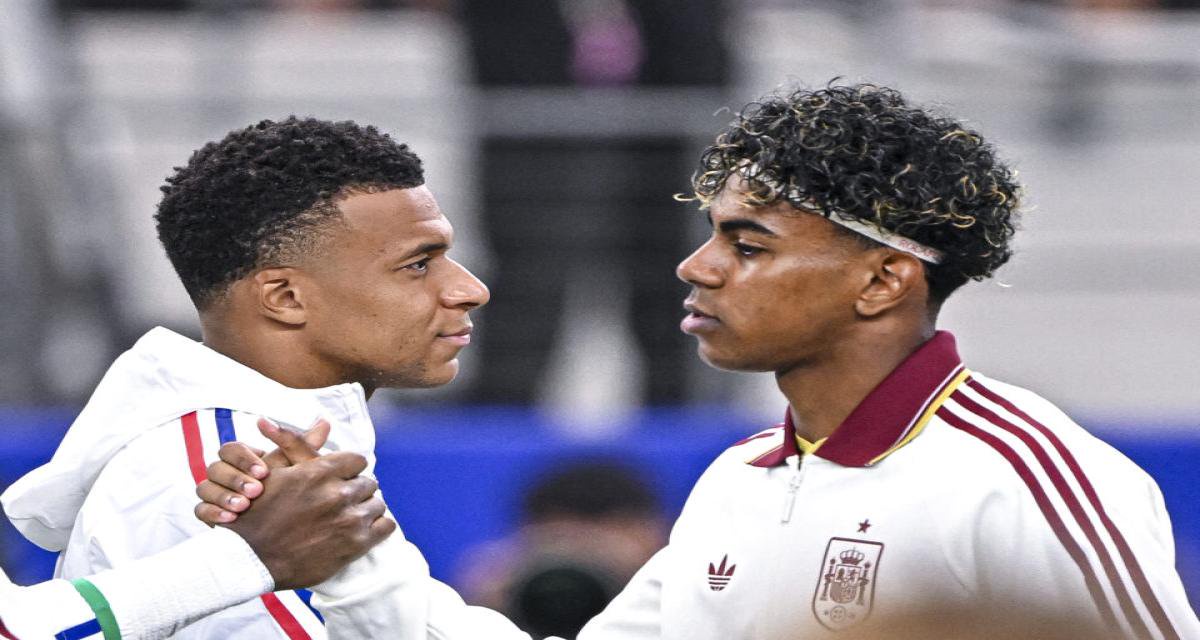 Kylian Mbappé et Lamine Yamal lors de France - Espagne en Coupe du Monde
