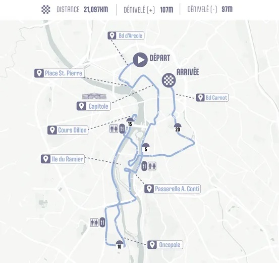 Le parcours du semi-marathon de Toulouse Métropole Run Expérience
