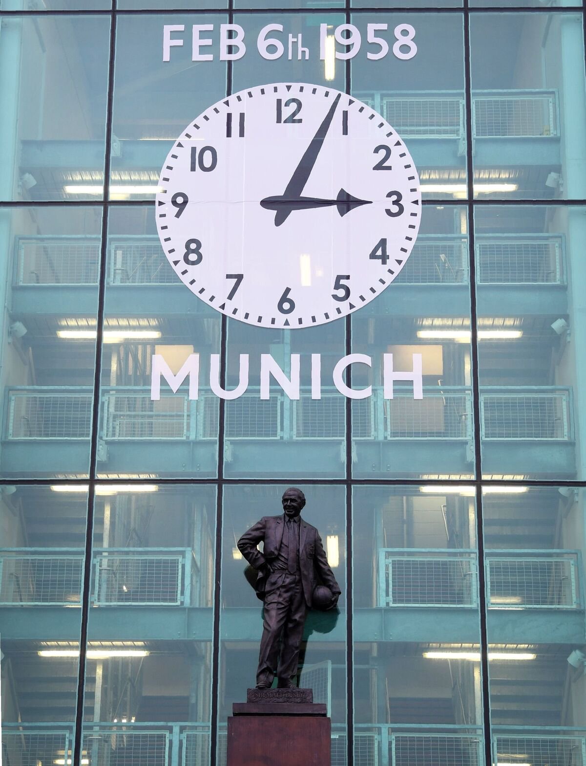 Old Trafford has a clock commemorating the tragedy