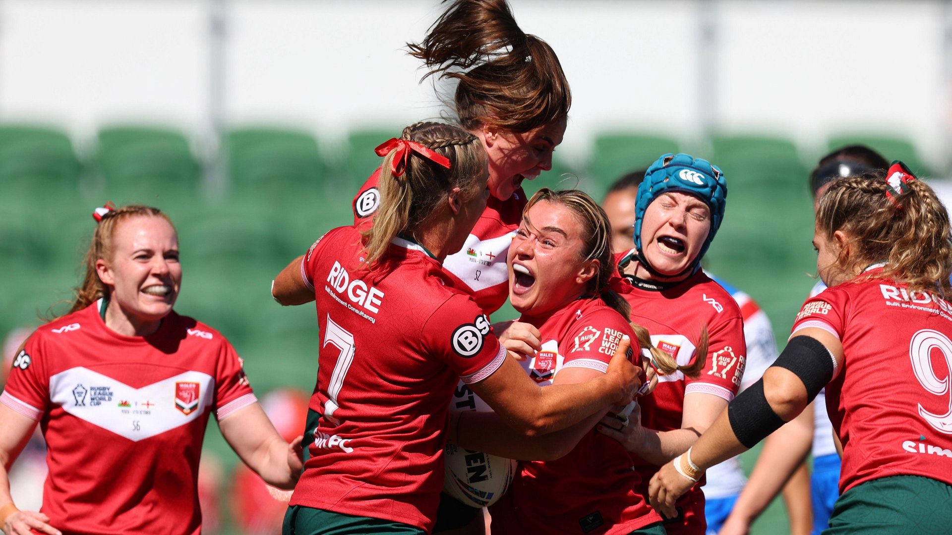 Paige Travis celebrates