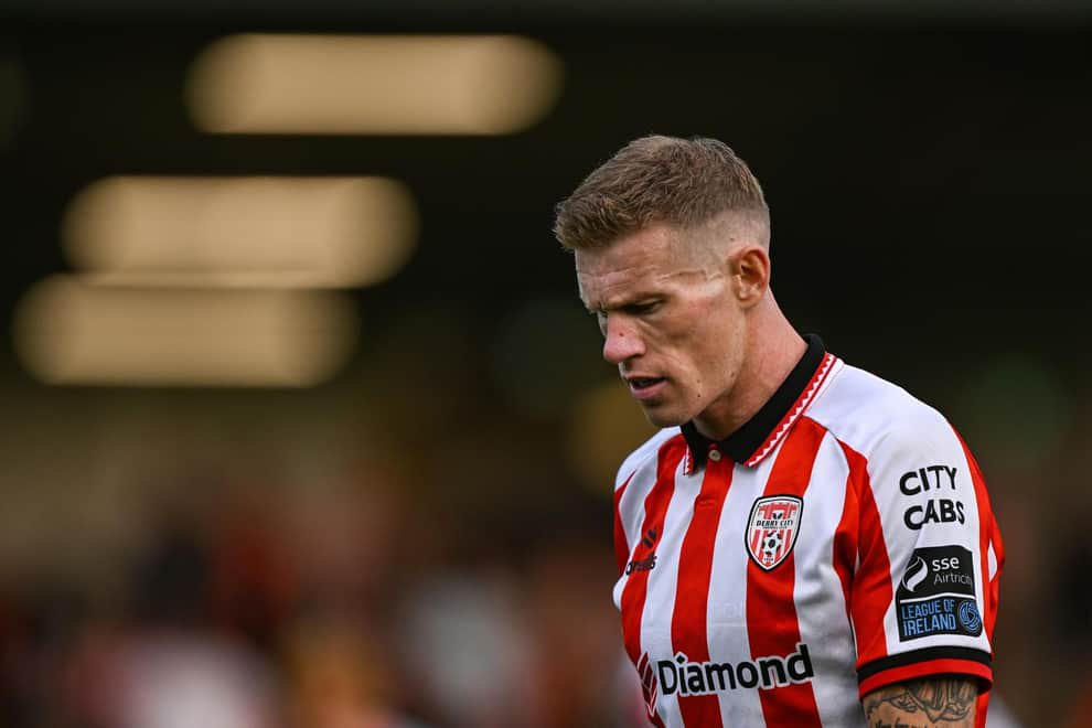STRUGGLING  . . .  James McClean admits he's angry and frustrated with the current battle with his hometown club. Photo by Ramsey Cardy/Sportsfile