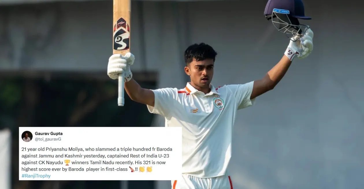 Fans go wild as Priyanshu Moliya breaks 79-year-old Baroda record with historic triple century in Ranji Trophy