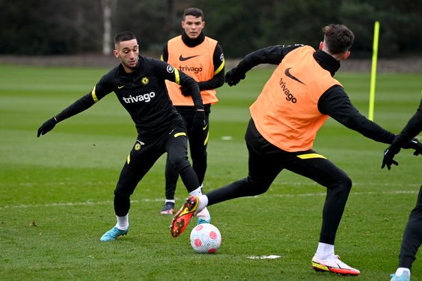 Hakim Ziyech is back in training ahead of Chelsea's clash with Burnley. (Photo by Darren Walsh/Chelsea FC via Getty Images)
