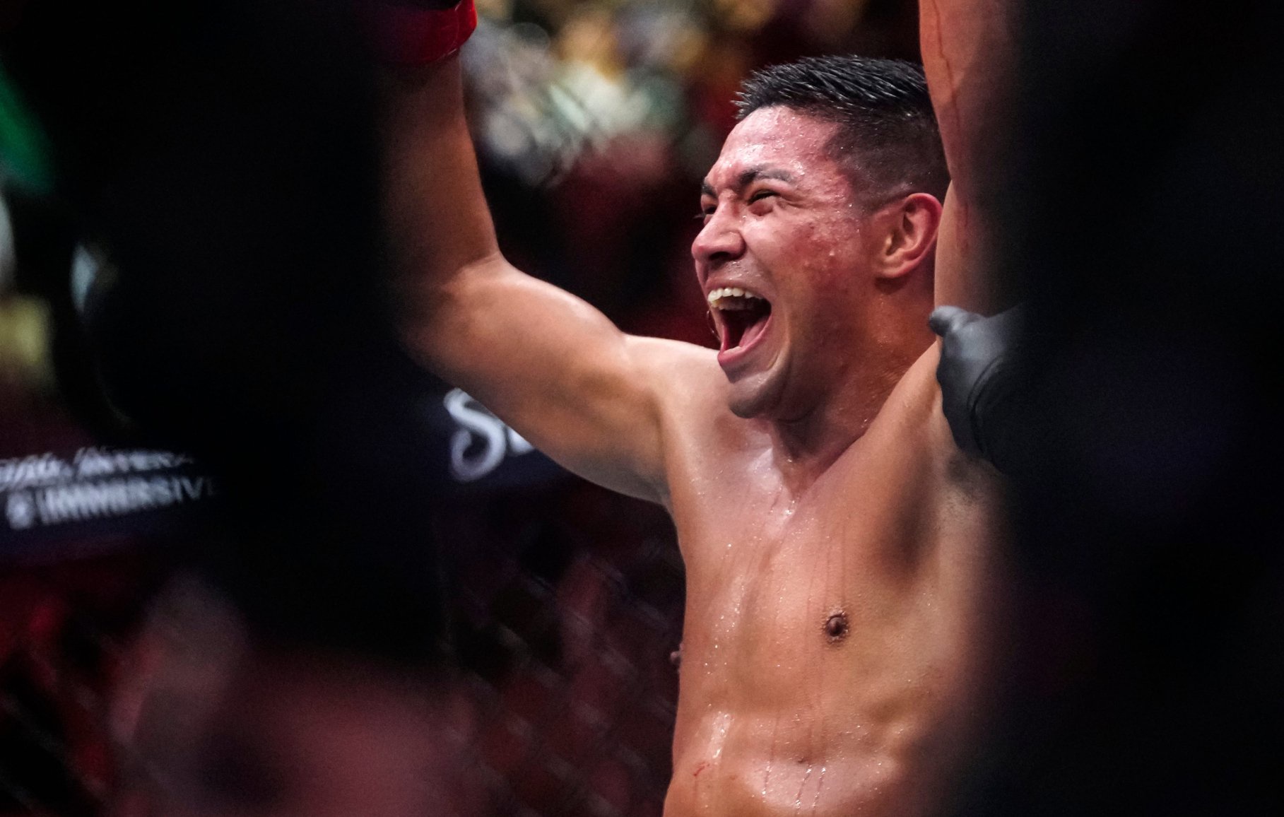 David Martinez celebrates his win over Dan Ige during Noche UFC at Desert Diamond Arena in Glendale on Sept. 12, 2026.