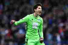 James Beadle of Sheffield Wednesday celebrates his team's first goal during the Sky Bet Championship match between Sheffield Wednesday and Stoke Ci...
