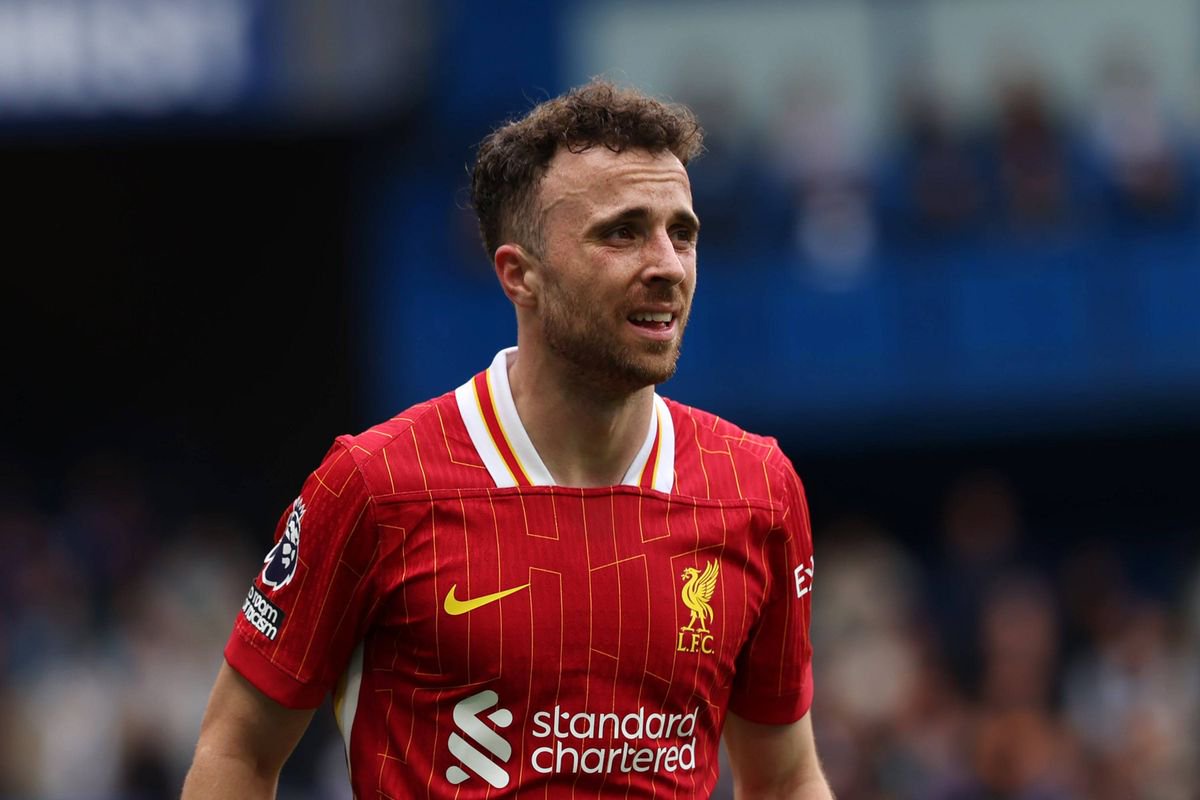 LONDON, ENGLAND - MAY 04: (THE SUN OUT, THE SUN ON SUNDAY OUT) Diogo Jota of Liverpool looks on during the Premier League match between Chelsea FC and Liverpool FC at Stamford Bridge on May 04, 2025 in London, England. (Photo by Liverpool FC/Liverpool FC via Getty Images)