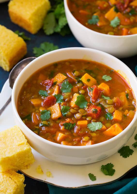 Sweet potato with Lentil Soup