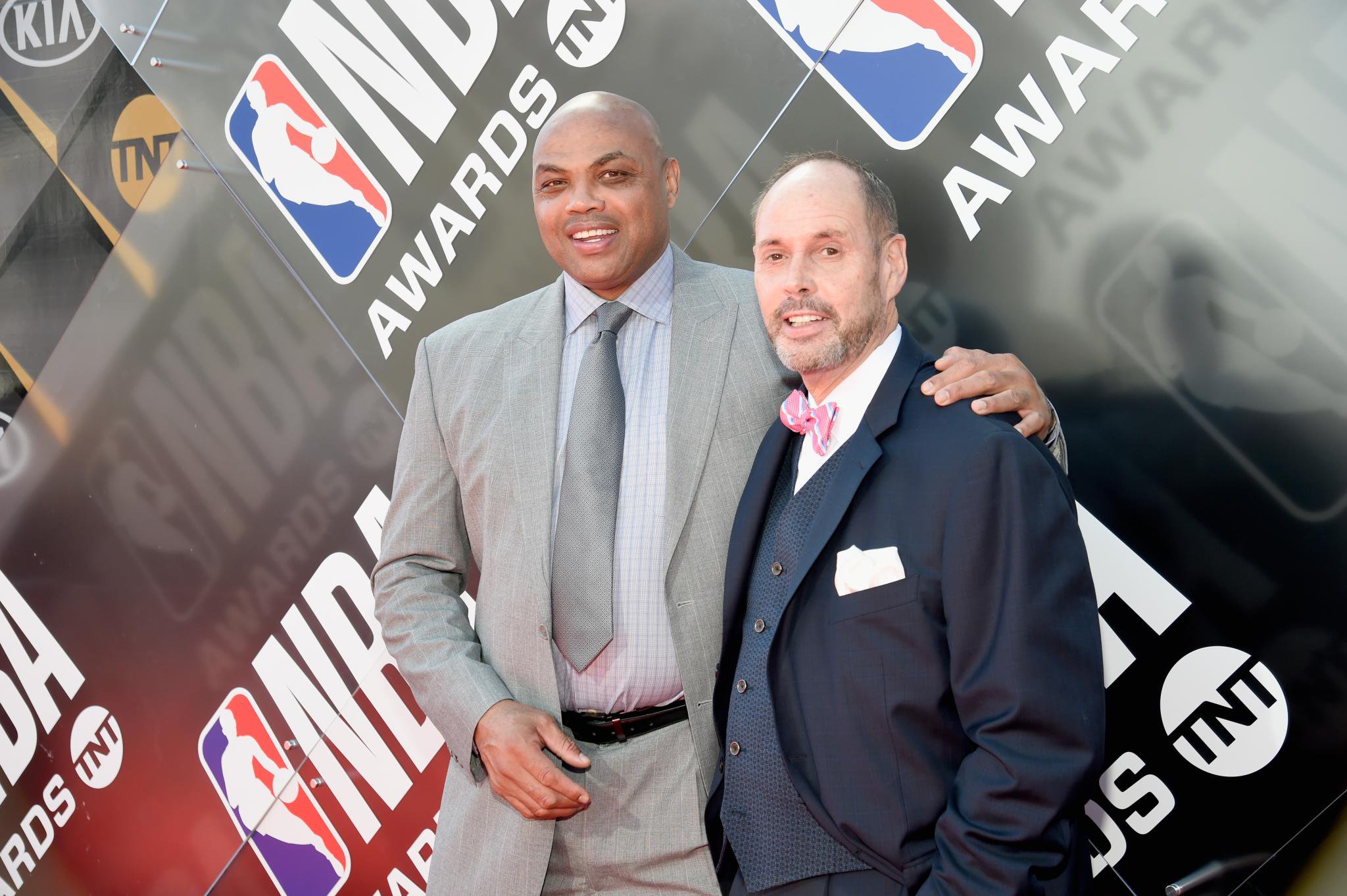 Charles Barkley and Ernie Johnson on the red carpet at the NBA Awards.