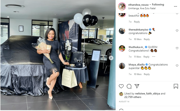 Sthandwa Nzuza Instagram post comments