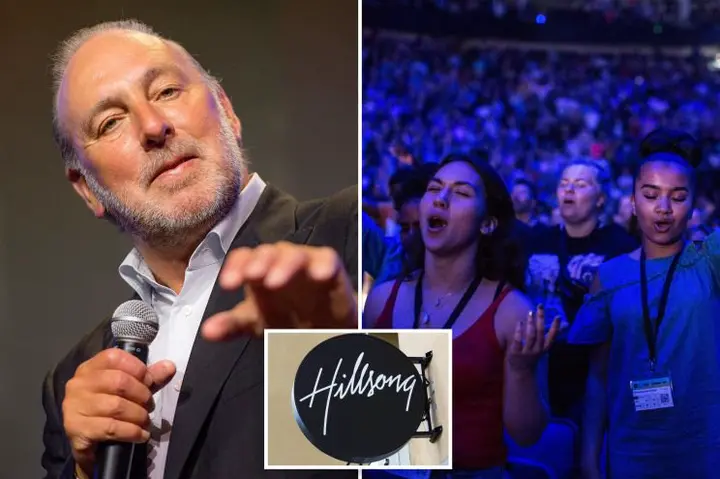 Hillsong founder Brian Houston preaching in Sydney on Saturday. The service repeatedly encouraged parishioners to give 10 per cent of their income to the church
