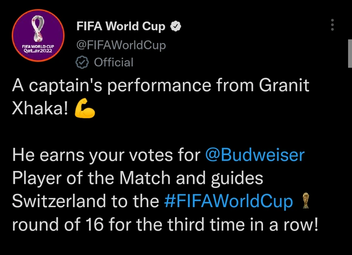 Arsenal star Granit Xhaka pose with Man of match award after stunning display for Switzerland against Serbia 