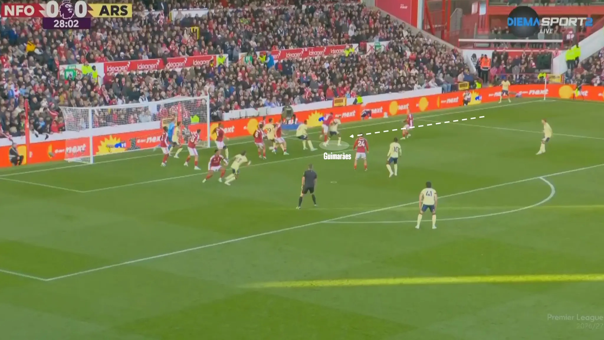 Arsenal near-post corner vs Forest 2