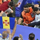 Cristiano Ronaldo just avoided being hit by a fan who jumped from the crowd to get to him at Euros