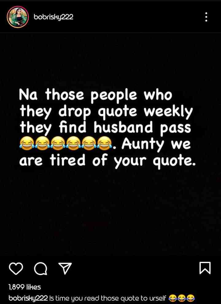 Bobrisky Shade Tonto Dikeh Quote