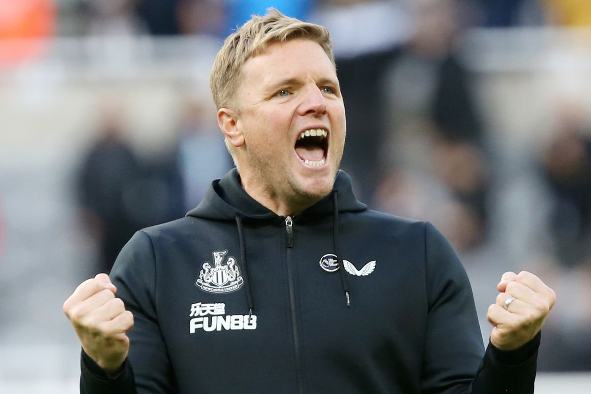Eddie Howe celebrates a win over Brentford