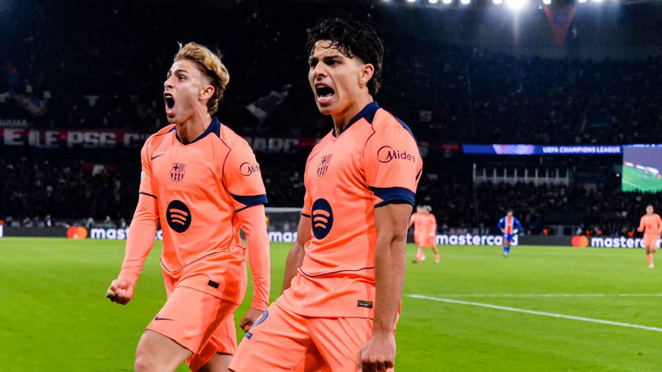 Xavi Espart (r.) hat gegen PSG zum ersten Mal für Barca getroffen