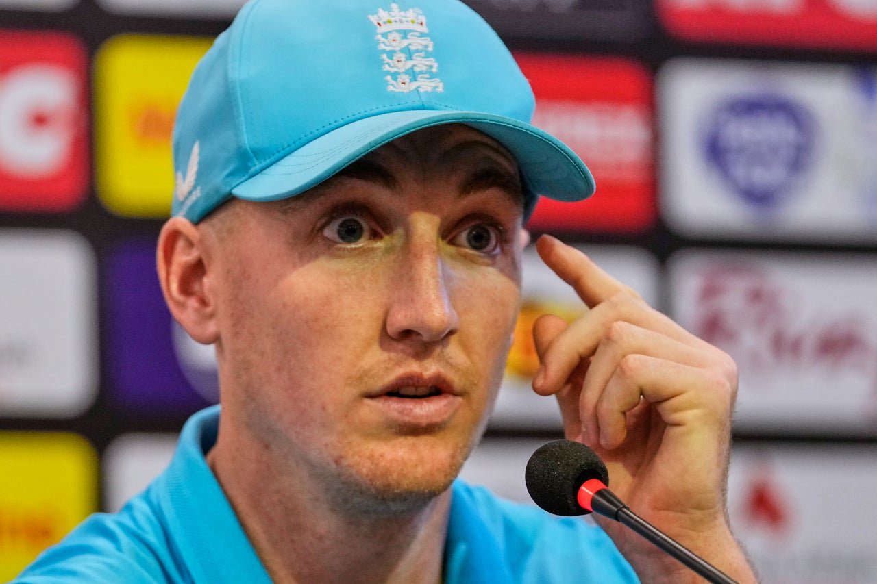 England's captain Harry Brook speaks during a press conference regarding Tri-Nation one-day international series, in Rawalpindi, Pakistan, Saturday, Oct. 17 (AP)