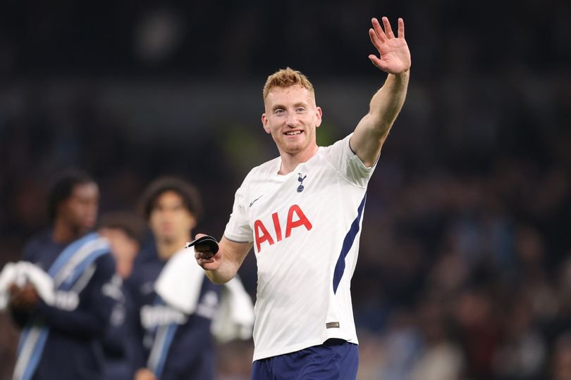 Dejan Kulusevski waves to his family after returning from injury for the Premier League match between Tottenham Hotspur and Coventry City