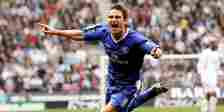 Frank Lampard celebrates scoring for Chelsea. 