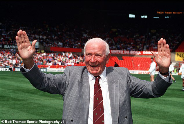 Sir Matt Busby (pictured in 1991) was United manager at the time of the devastating crash