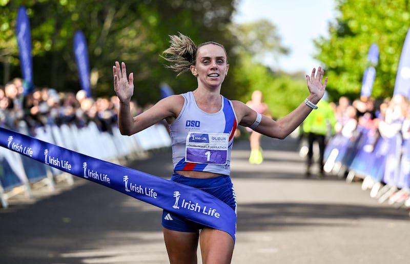 Meghan Ryan winning the 2026 Irish Life Dublin Half Marathon. Photograph: Sam Barnes/Sportsfile