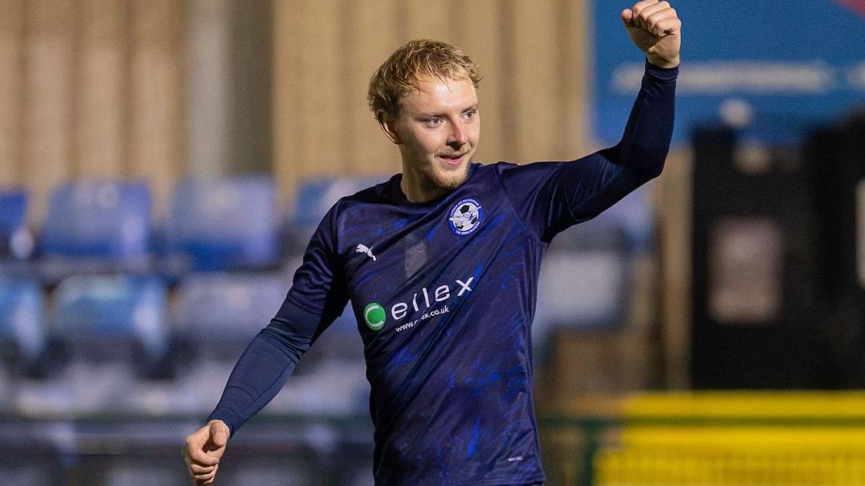 George Peers of Airbus UK Broughton celebrates as he makes it 2-1