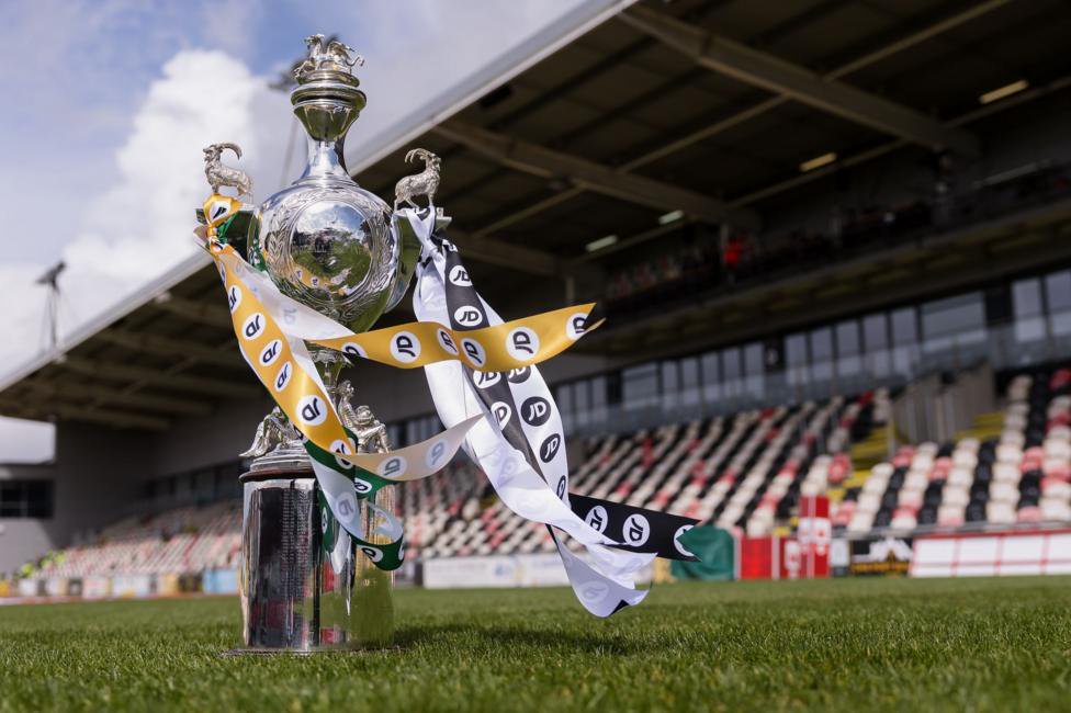 Welsh Cup trophy pictured in front of the Hazell Stand at Rodney Parade