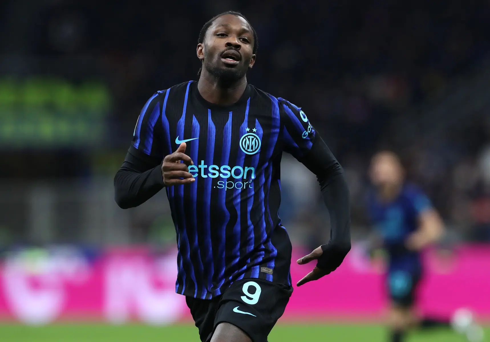 Marcus Thuram in an Inter Milan kit during a Serie A match