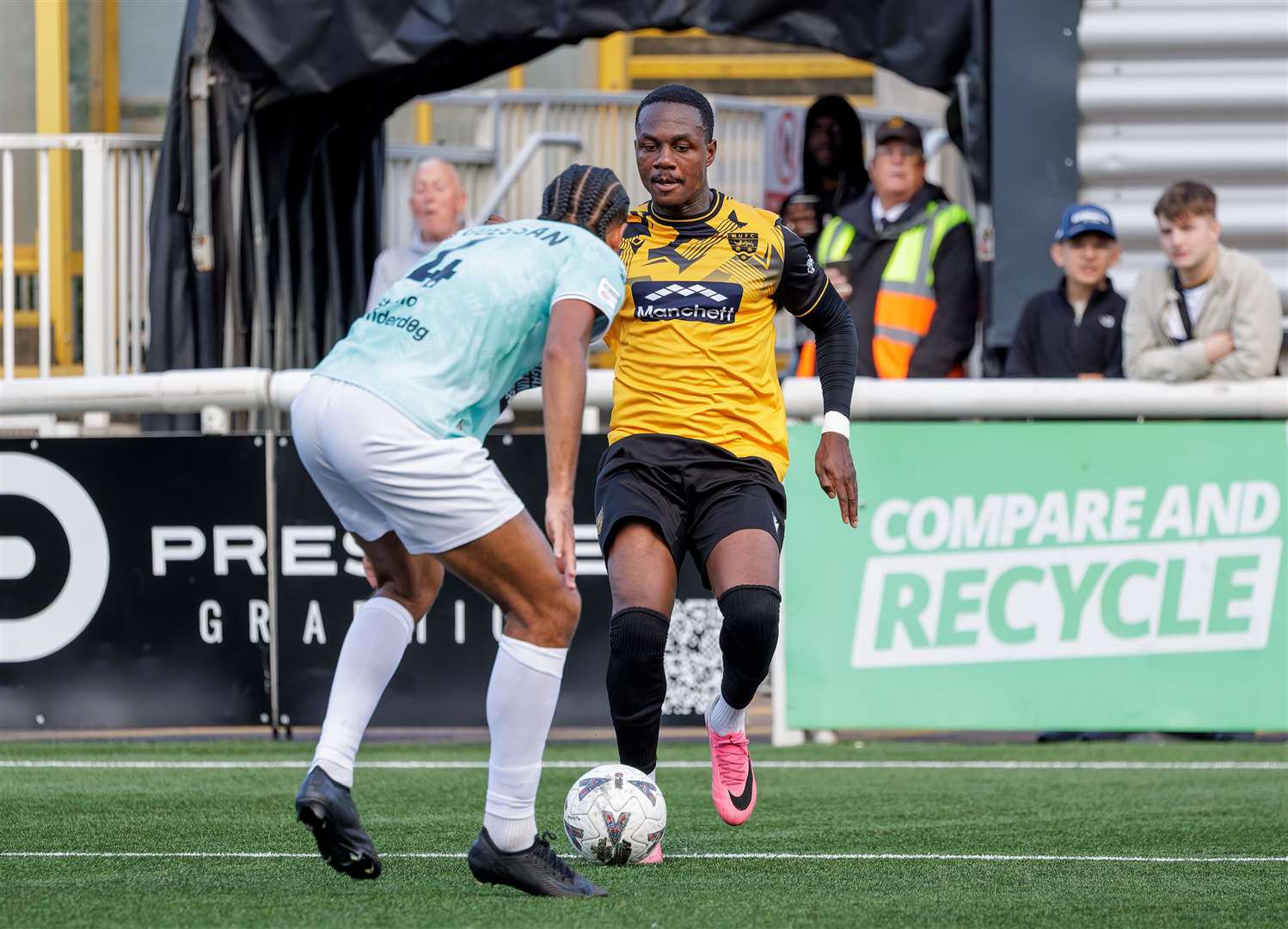 Maidstone striker Ken Charles runs at the Maidenhead defence last weekend. Picture: Helen Cooper