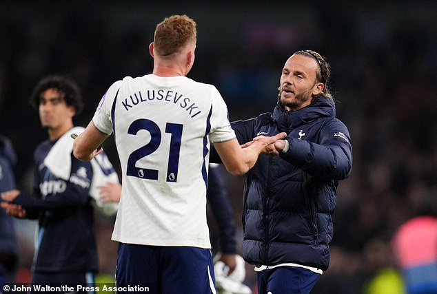 James Maddison (right) and Dejan Kulusevski are both doubts for Spurs' trip to Chelsea