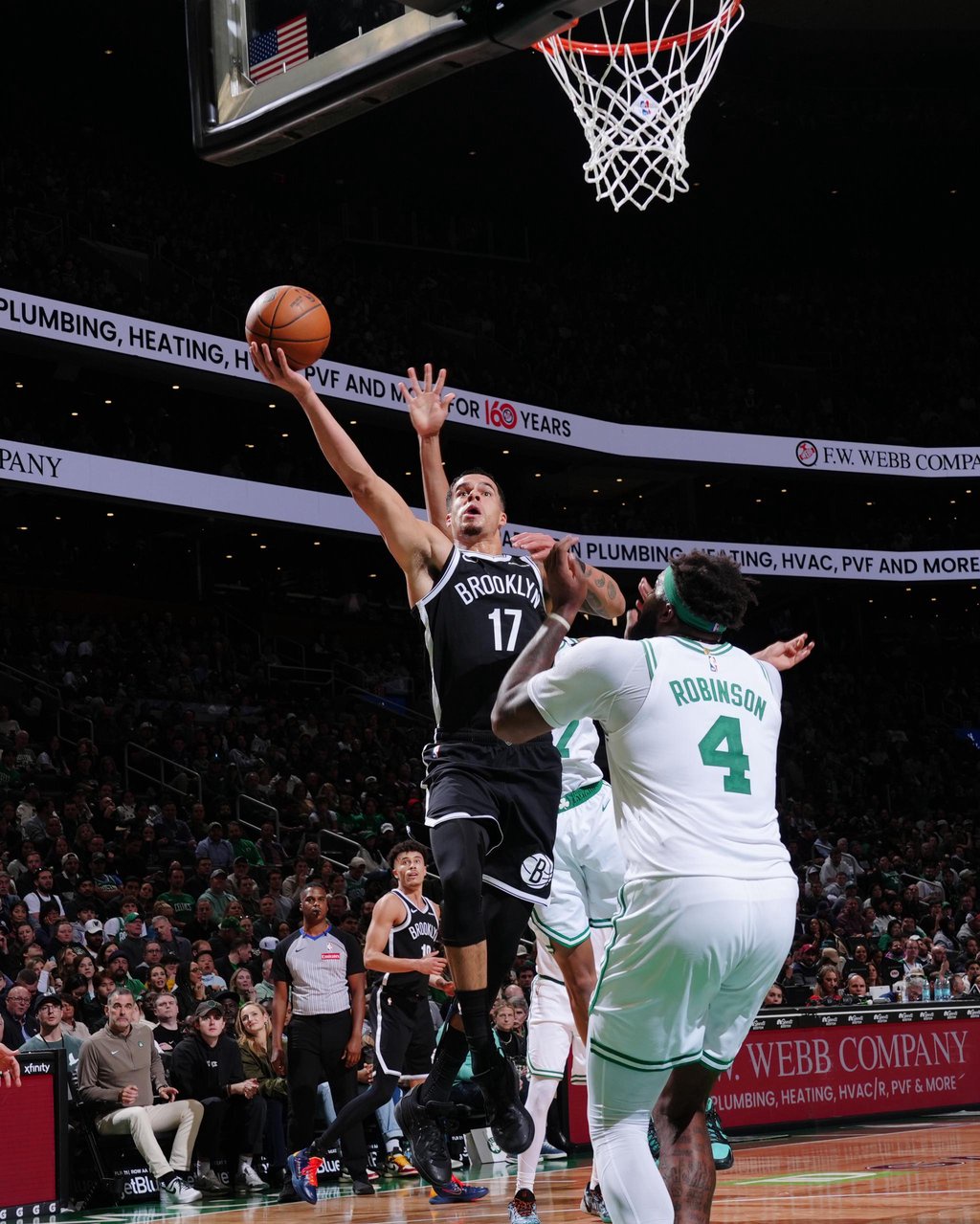 Michael Porter Jr., who scored a team-high 27 points, goes up for a layup during the Nets' overtime loss to the Celtics.