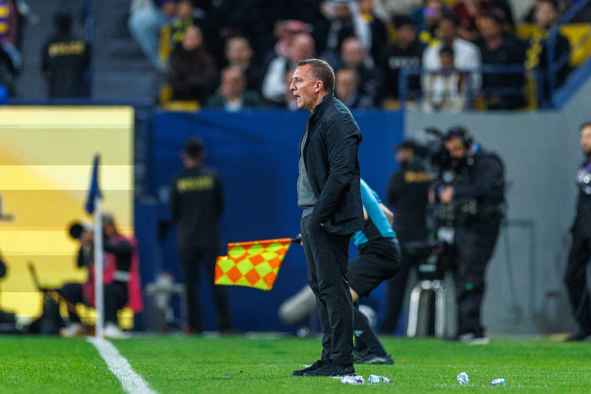 RIYADH, SAUDI ARABIA - JANUARY 8: Brendan Rodgers team Manager of Al-Qadsiah FC during the Saudi Pro League match between Al Nassr and Al Qadsiah at Al Awwal Park on January 8, 2026 in Riyadh, Saudi Arabia. (Photo by Abdullah Ahmed/Getty Images)