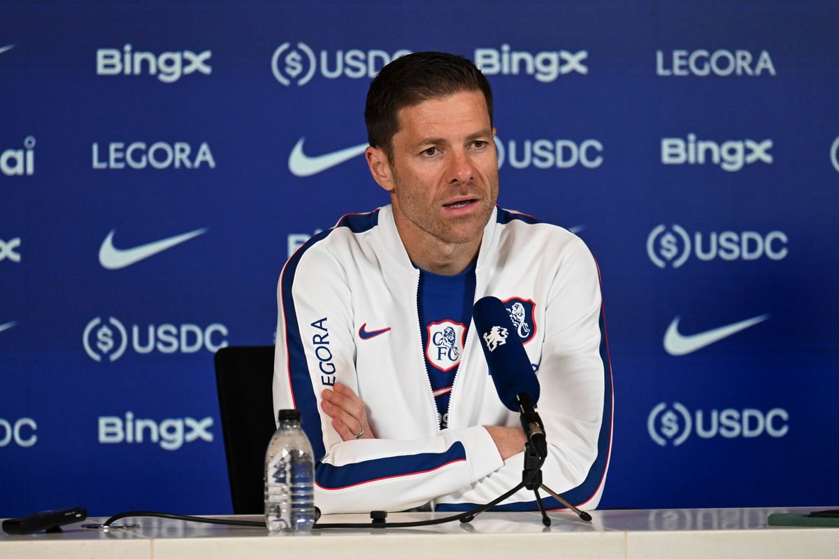 COBHAM, ENGLAND - OCTOBER 16: Manager Xabi Alonso of Chelsea during a press conference at Chelsea Training Ground on October 16, 2026 in Cobham, United Kingdom. (Photo by Darren Walsh/Chelsea FC via Getty Images)