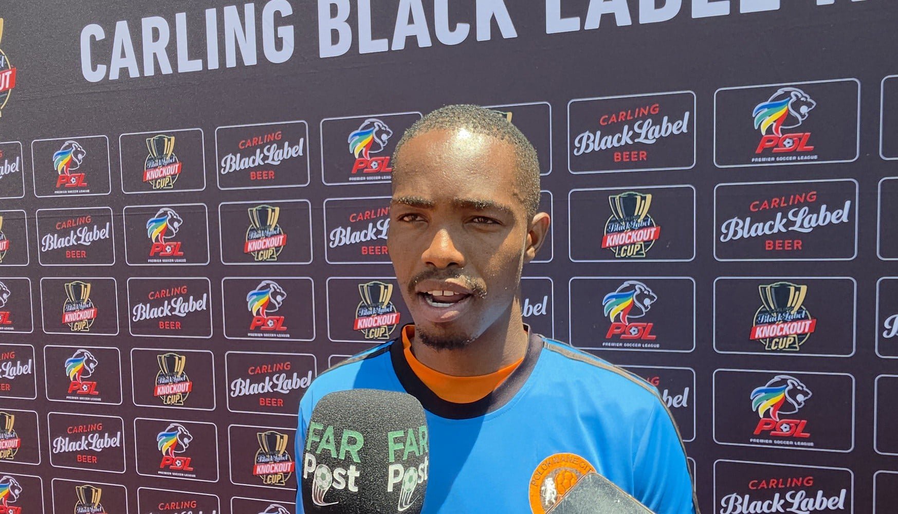 Tlou Nkwe talking to the media at Old Peter Mokaba Stadium in Polokwane. 