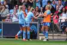 Lauren Hemp ran to celebrate with veteran and retiring Steph Houghton after opening the scoring against Arsenal