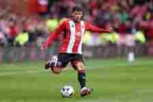 Gustavo Hamer of Sheffield United runs with the ball during the Premier League match between Sheffield United and Nottingham Forest at Bramall Lane...