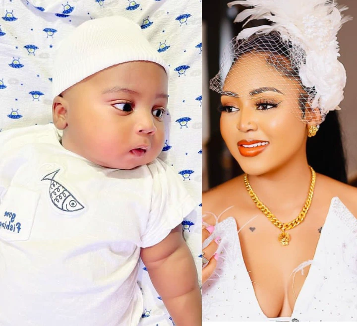 , “He Will Be 4 Months In 5 Days” – Regina Daniels Shares Lovely Photos Of Her Second Child, Khalifa, Frederick Nuetei