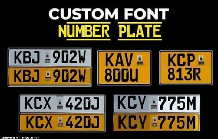 Types Of Number Plates In Kenya