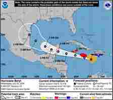 Hurricane Beryl map shows path of deadly storm as it's set to hit holiday hotspots in Jamaica and Mexico