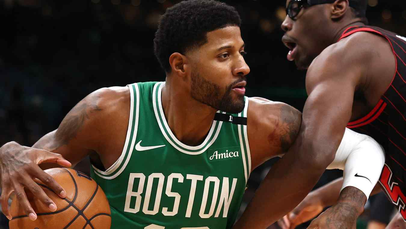 Paul George #13 of the Boston Celtics