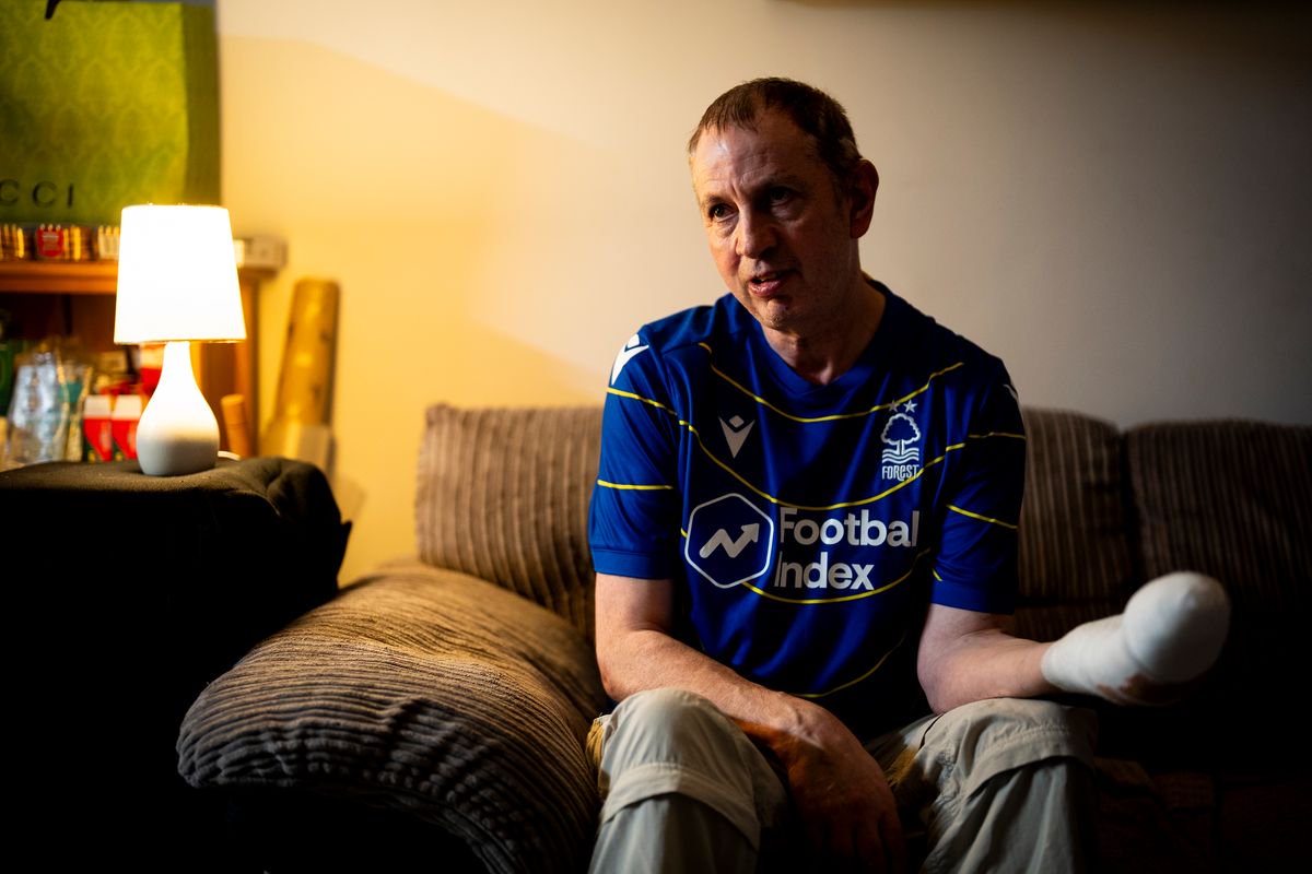 Portraits of Stephen Crean at his home in southwest London, who sustained multiple injuries after a number of people were stabbed on a train on Saturday in Cambridgeshire