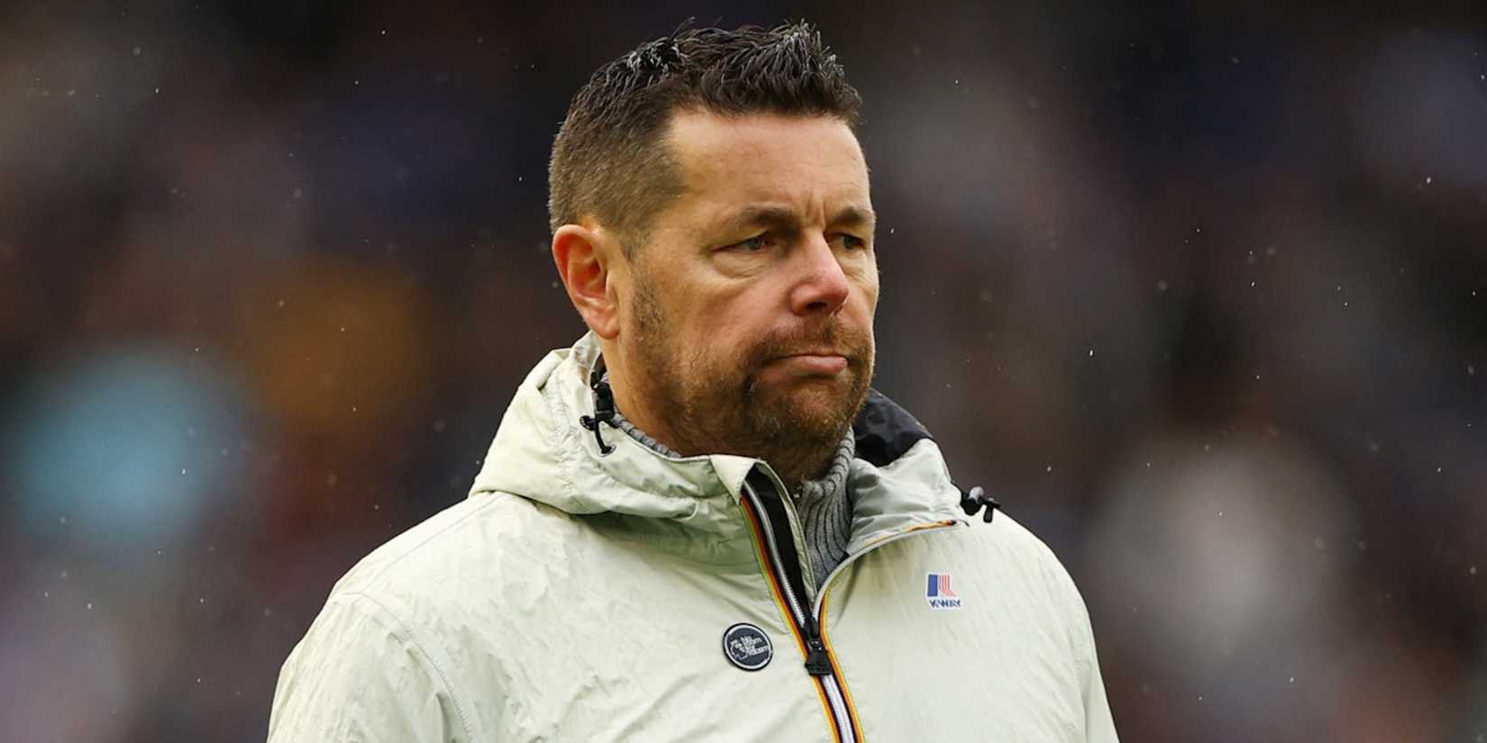 Crystal Palace manager Pierre Sage looks dejected after the match