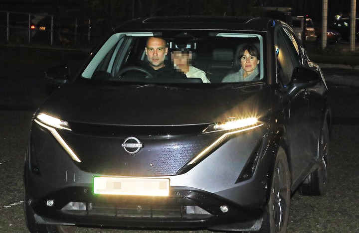Guardiola was behind the wheel of a £30k Nissan electric car