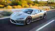 Falcon F7 rare American sports car on the road front third quarter view