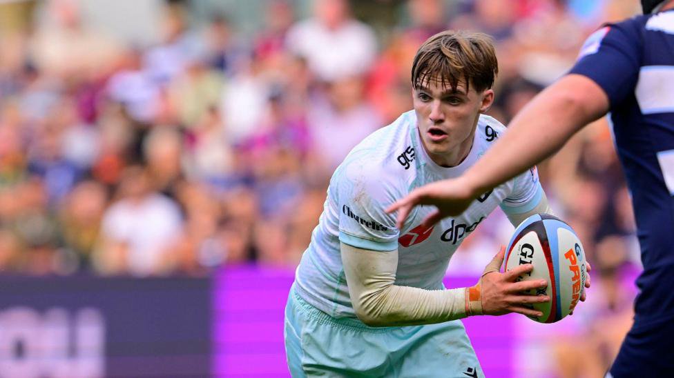 Northampton scrum-half Archie McParland breaks to the right during his side's Prem meeting with Bristol Bears at Ashton Gate (3 October 2026).