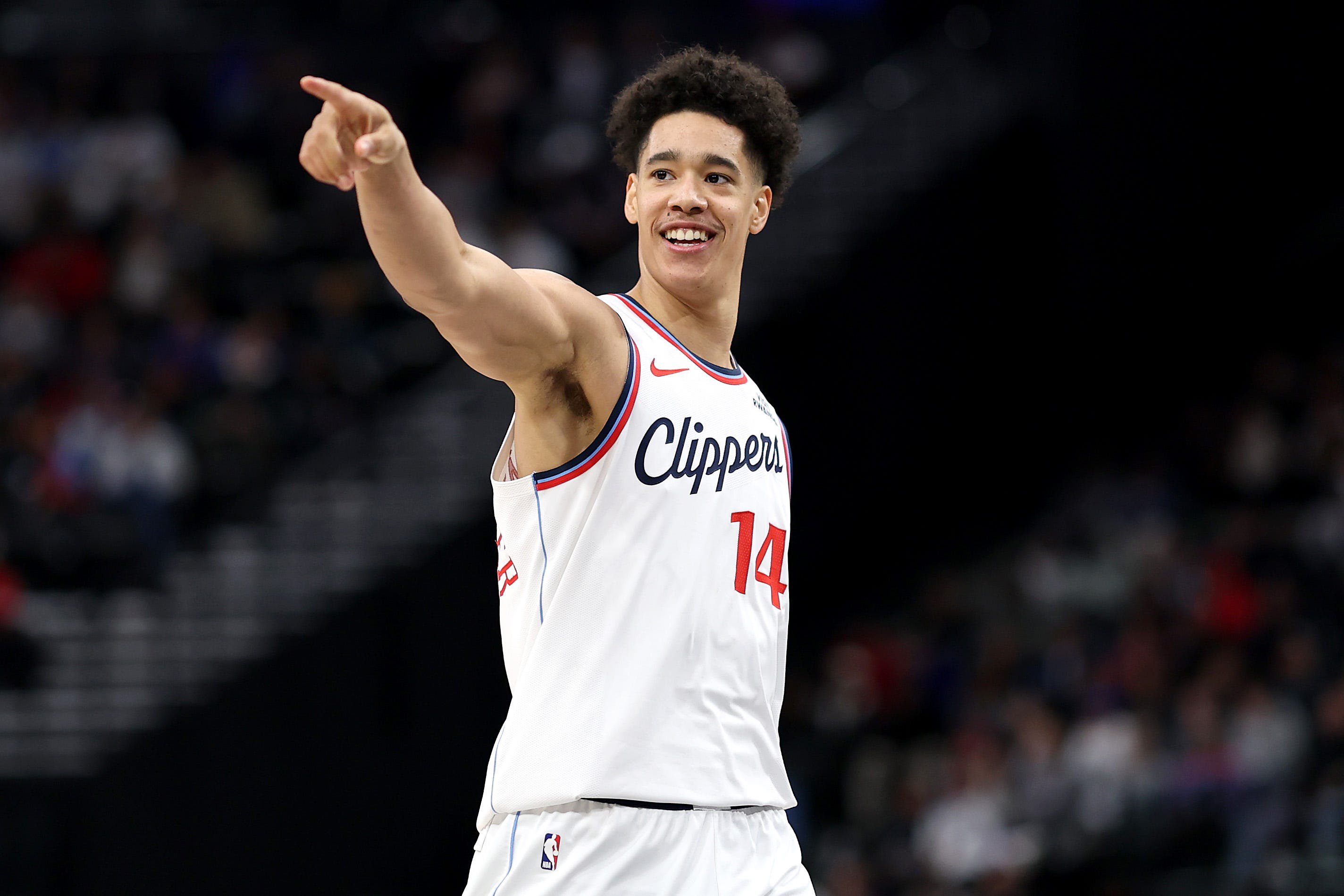 Yanic Konan Niederhauser of the Los Angeles Clippers reacts against the Sacramento Kings during the second half at Intuit Dome on December 30, 2025, in Inglewood, California.