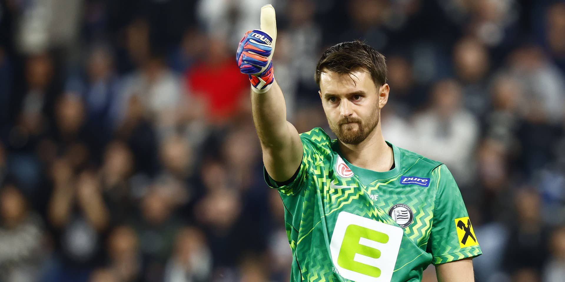 ABD0197_20261018 - GRAZ - ÖSTERREICH: Ammar Helac (Sturm Graz) während der Admiral Bundesliga- Begegnung/9. Runde zwischen SK Puntigamer Sturm Graz und GAK am Sonntag, 18. Oktober 2026, im Stadion Graz-Liebenau in Graz. - FOTO: APA/ERWIN SCHERIAU