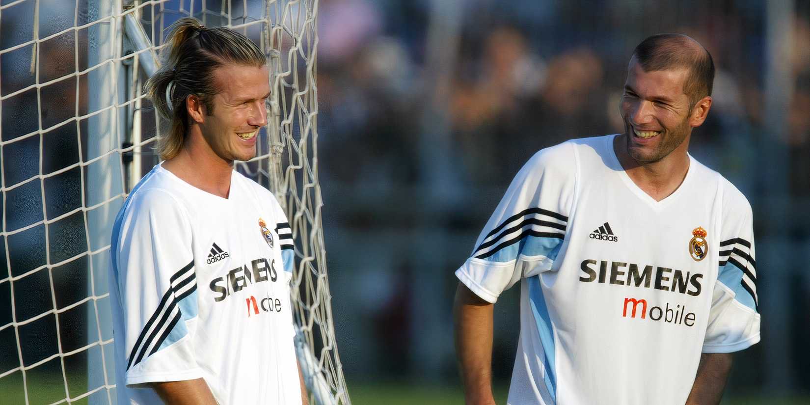 Zidane and Beckham in training at Real Madrid