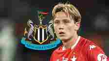Jakub Krzyzanowski with a Newcastle badge