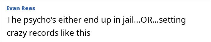 A social media comment discussing an extreme swimmer setting crazy records.